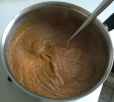 Peanut sauce ready in sauce pan