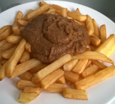 Served fries with peanut sauce