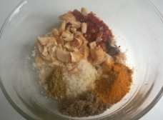 The curry paste ingredients in a bowl