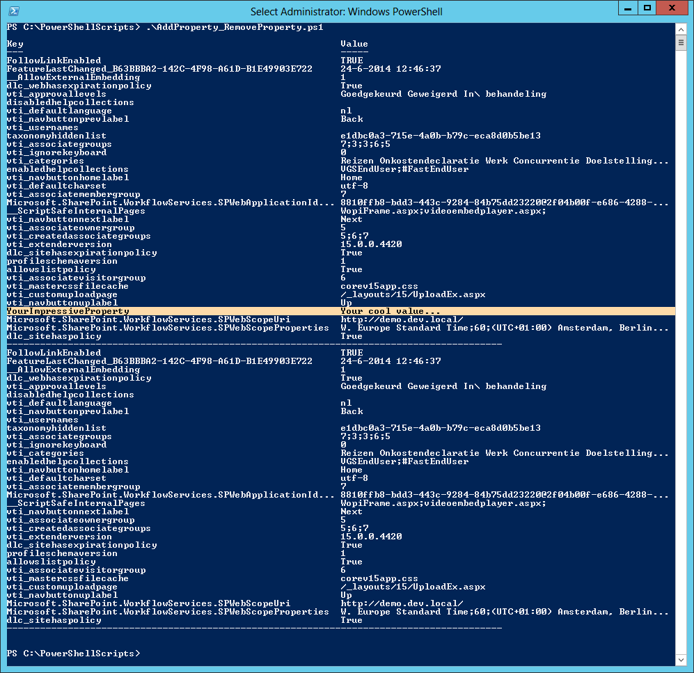 All Properties Sample Output