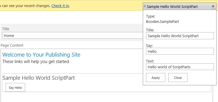 ScriptPart change settings