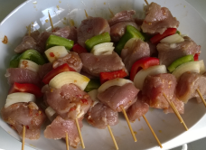 Shashlik skewed and ready on plate